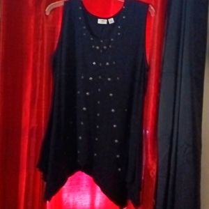 Black Sleeveless Top with Metal Embellishments